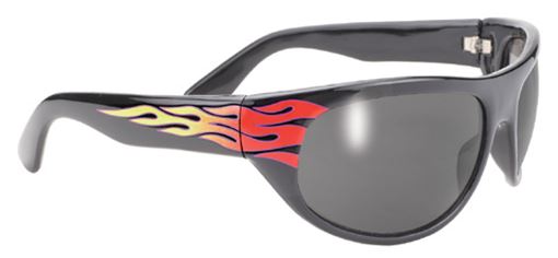 Pacific Coast Wrap Sunglasses - Black Flame Frame / Smoke Lens