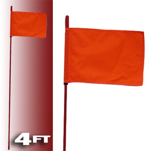 Red Fire Stick W/Orange Safety Flag - 4ft|