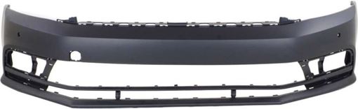 Bumper Cover, Jetta 15-17 Front Bumper Cover, Prmd, W/O Hlw, W/ Park Assist Snsr Holes, (Exc. Gli Model), (Hybrid 15-16)/Sdn, Replacement REPV010358P