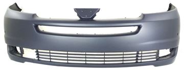 Bumper Cover, Sienna 04-05 Front Bumper Cover, Primed, W/ Park Assist Snsr Holes, W/ Radar Cruise Control, Replacement T010341P