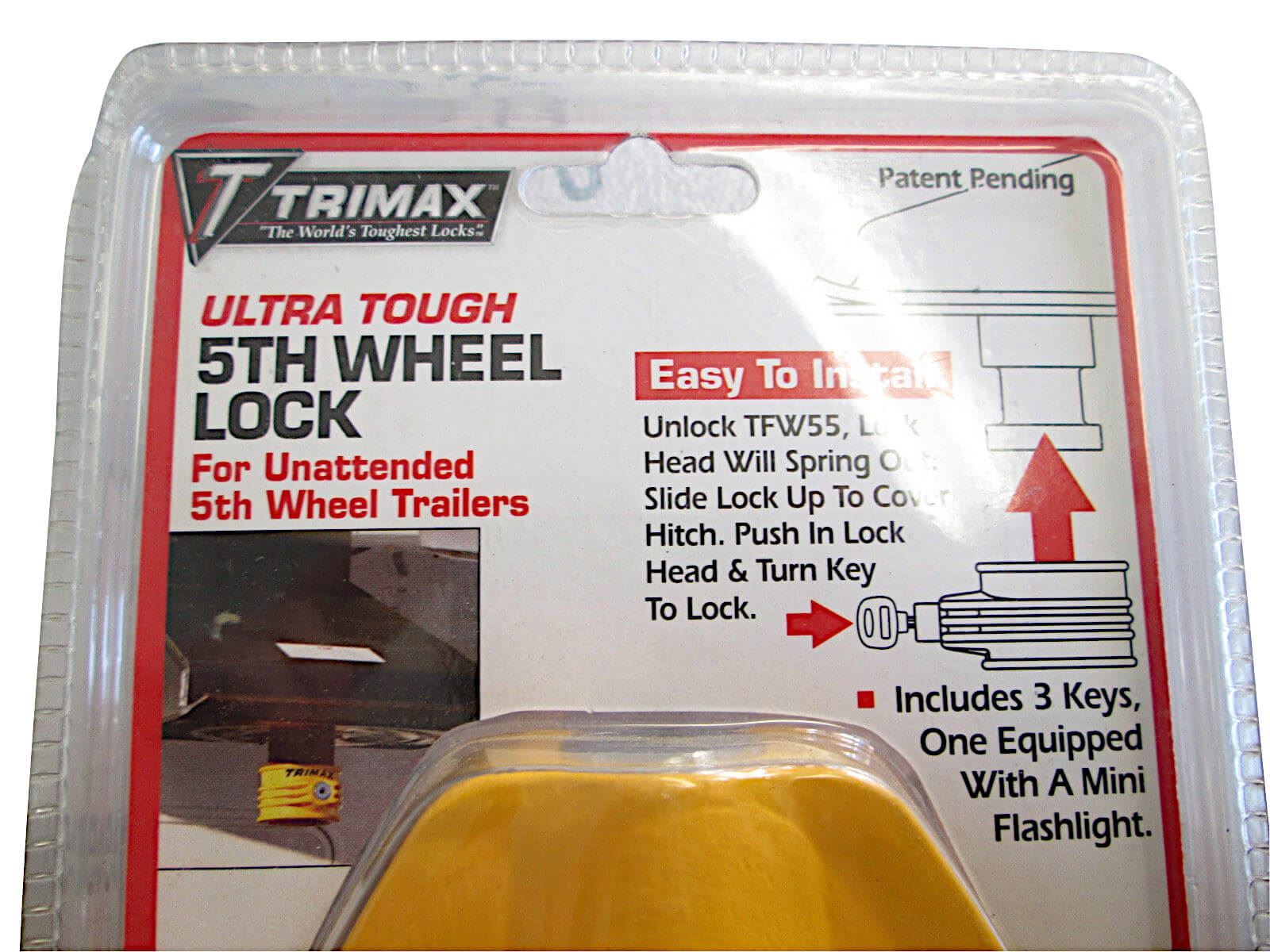 Trailer Ultra Tough 5th Wheel Lock, Yellow Trimax TFW55